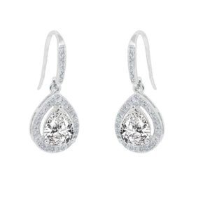 Isabel "Queen" 18k White Gold Plated Drop Earrings